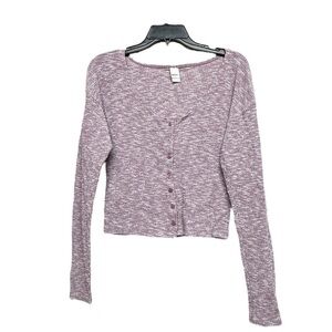 BONGO Purple Long Sleeve Crop Button Down Top